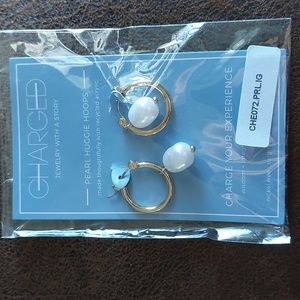 Charged-- jewelry with a story pearl huggie hoops